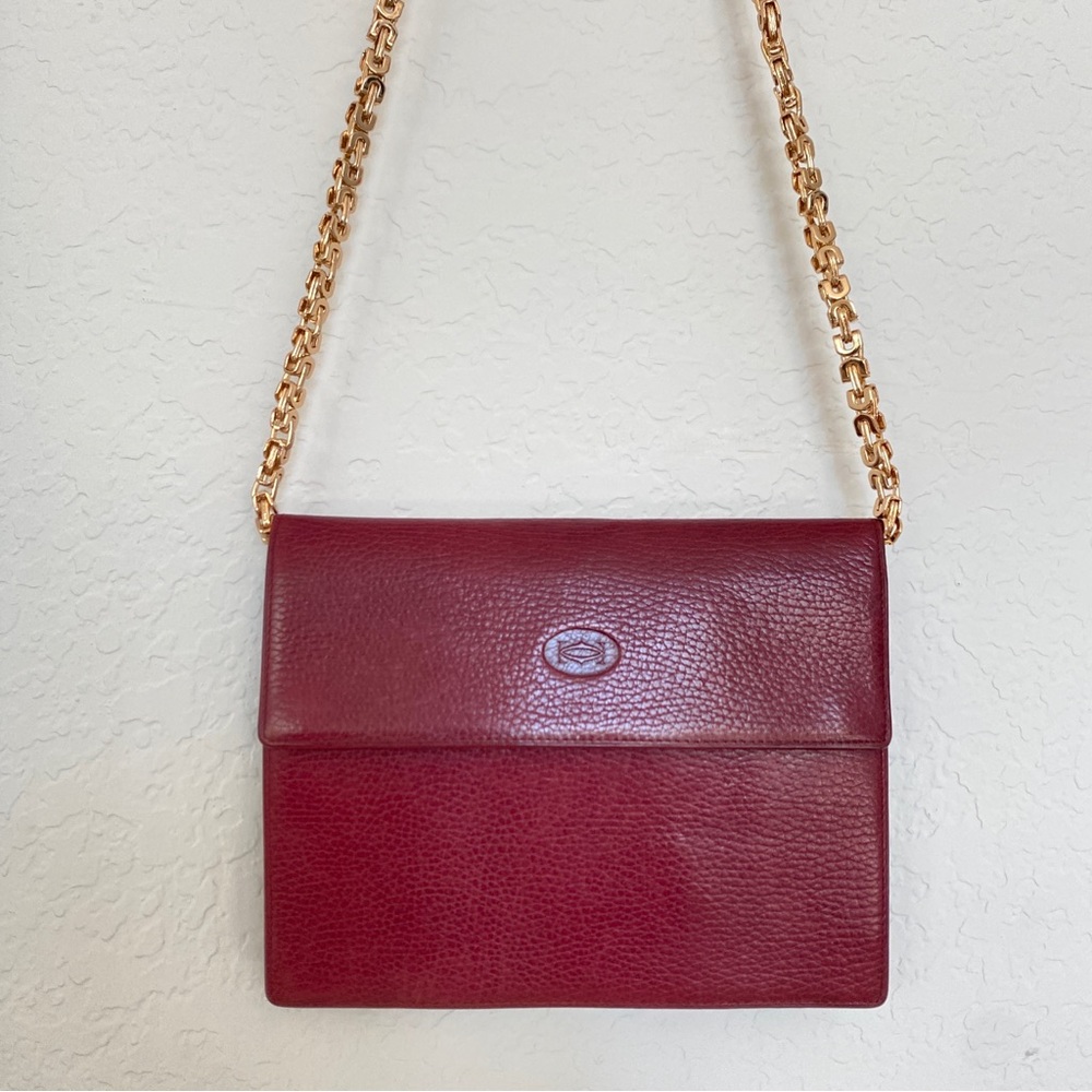 Cartier Must Line Clutch Bag Leather Bordeaux